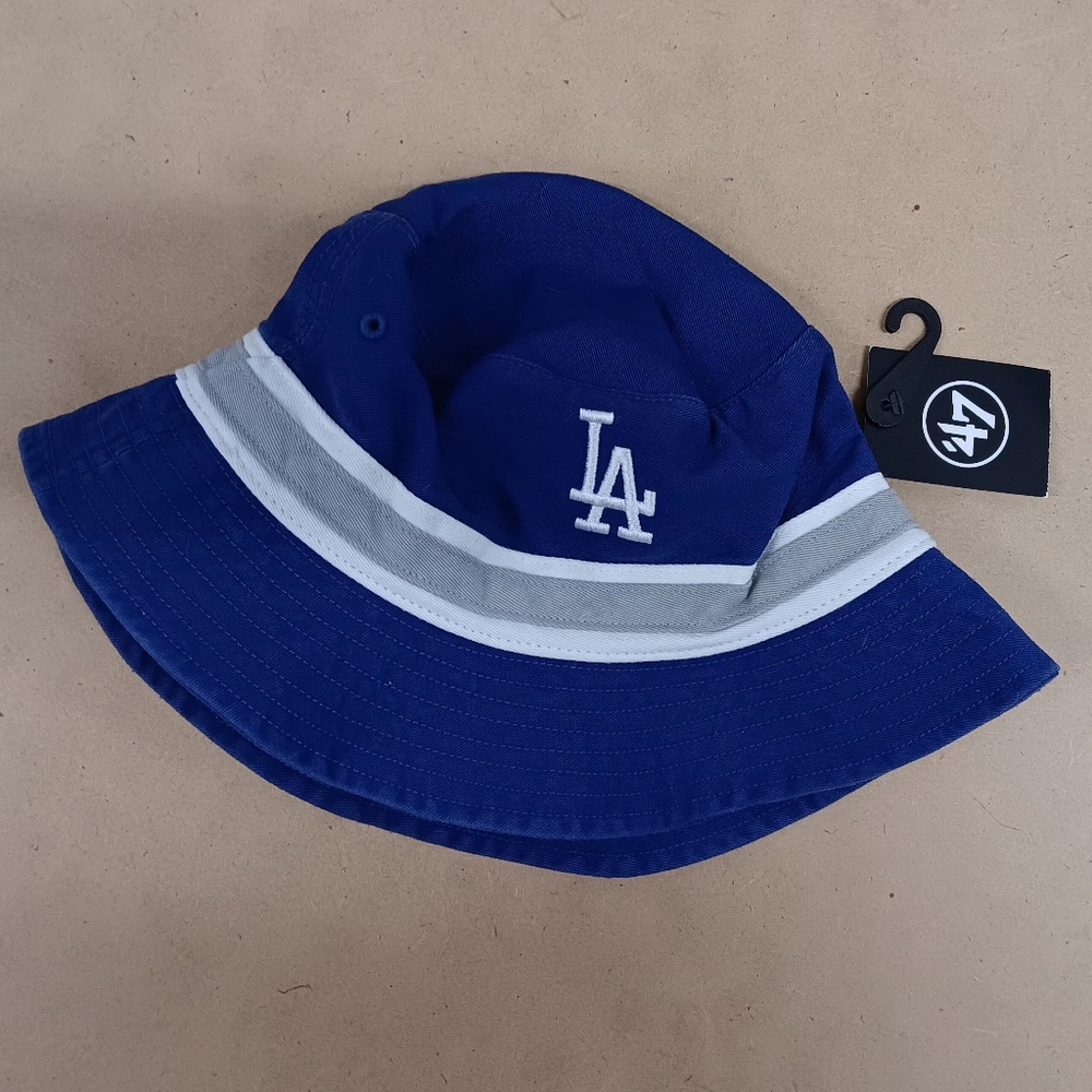 47 Los Angeles Dodgers Kids Blue and Gray Stripe Bucket Hat